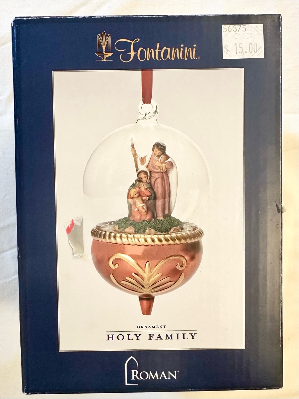 NIB Fontanini Holy Family Ornament - Red and Gold